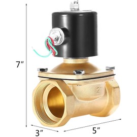 BACOENG Brass Electric Solenoid Valve 2" AC110V (NPT, Normally Closed)
