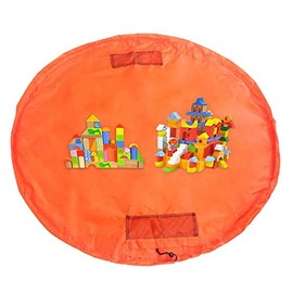 HIMRY XXL Toys Tidy Bag, Waterproof Play Mat for Playing and Tidying Up, Quick Collecting Legos, Dupla etc., Toy Bag Storage Bag, Orange KXD4005 Orange