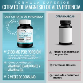 Citrato Magnesio Micronizado 2100mg Camu Vitamina Suplemento Alimenticio Oby Vitaminas Mujer Hombre Complejo Magnesium Citrate Polvo Complex 180