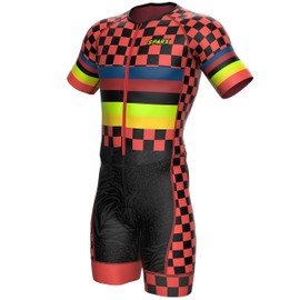 Sparx Mens Triathlon Suit - Aero Triathlon Suit Men - Short Sleeve Tri Suit Racesuit (3XL, Checks)