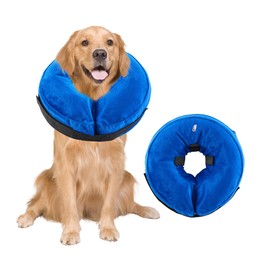 Rinling Dog Cone Collar, Inflatable Dog Cone Soft Protective Dog Cone Collar After Surgery Alternative E Collar Cone for Dogs and Cats Blue XL (19-25")