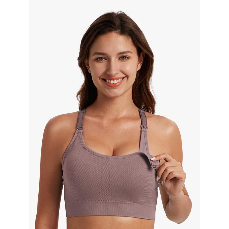 Angelhood Nursing Bras for Breastfeeding, Seamless Nursing Sports Bra Medium