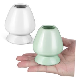 ULTECHNOVO 2pcs Ceramic Matcha Whisk Stand Set Elegant Tea Whisk Holder for Traditional Japanese Tea Ceremony Protects and Displays