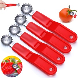 LemonRoad 4 Pcs Tomato Corer Tool Strawberry Huller Stem Remover Stainless Steel Tomato Strawberry Top Remover Practical Kitchen Corer Tool Fruit and Vegetable Baller Dessert Preparation Salad Making