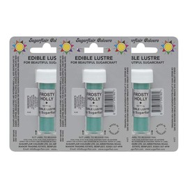 Sugarflair Frosty Holly Edible Lustre Dust, Add a Lustrous Shine to Cakes or Decorations. Brush On or Add Rejuvenator to Create Eye-Catching Edible Paint, Gives Shine to Your Bakes - 2g (Pack of 3)