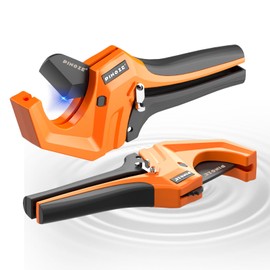 PINOZE PVC Pipe Cutter Cuts up to 2-1/2”, Aluminum Ratchet Pipe Cutter Tool Heavy-Duty for PVC, PPR, PE, PEX, Plastic Hoses & Plumbing Pipes, Fast Pipe Tube Cutters with Teflon Coated SK5 Blade