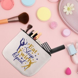 WSNANG Baton Twirling Gift Eat Sleep Twirl Repeat Makeup Bag Baton Twirler Cosmetic Bag Twirler Mom Gift Gymnast Twirling Gift (Twirl bag)