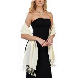 PAMEILA Women's Scarf Pashmina Shawls and Wraps for Evening Dress Wedding Bridal Bridesmaid Winter Warm Long Large Scarves,Cream