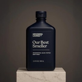 Grooming Lounge Our Best Smeller Body Wash - Moisturizing, Clarifying Foaming Shower Scrub - Fresh, Classic, Suave Fragrance of Acai, Aloe Vera, Seaweed, and Black Pepper - Dry Skin Defense - 11.5 oz