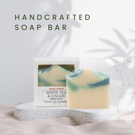 Dear Venus Handcraft Cold-Process Soap Bar, White Tea & Ginger Scent (1 pack,) Handmade Body and Face Soap For Men And Women, Vegan, Cruelty Free, Made in USA, 4.2oz - Fresh Collection