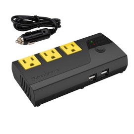 Scosche PI200PS-1 INVERT200 - 200W Car Power Inverter with 4 USB Ports - 12V DC to 110V AC Converter for Vehicles - Vehicle Outlet Plug Adapter - DC to AC Converter - Car Charger for Laptop Computer
