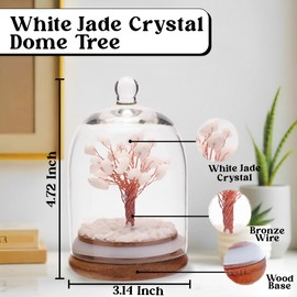 HOME INFINIX White Jade Crystal Tree in Glass Dome - Chakra Tree, Healing Crystals, White Feng Shui for Positive Energy, Meditation, Birthday, Spiritual Gifts for Women, Home & Office Decor
