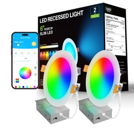 DAYBETTER WiFi Smart Ceiling Light 6 inch Recessed Lighting Bright Dimmable RGBCW LED Fixture APP DIY Color Temperatures Round Ceiling Lamp for Kitchen Bedroom Hallway Bathroom
