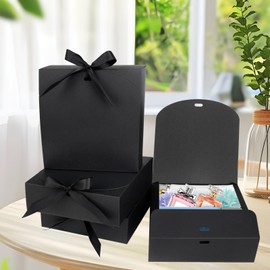 GXFCING 10 Pack Gift Boxes with Lids 16x16x5cm Black Cardboard Gift Box Bridesmaid Proposal Box for Wedding Birthday Christmas Party Present