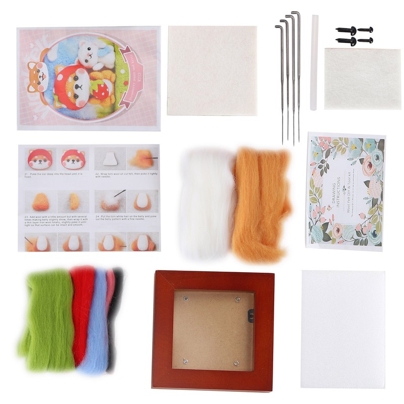 Needle Felting Kit Photo Frame Wool Felting Supplies Animal Plush