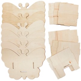 Baker Ross FC824 Butterfly Flower Pot Wooden Craft Set - Pack of 3, Wooden Craft Sets for Children for Crafts, Painting and Decorating