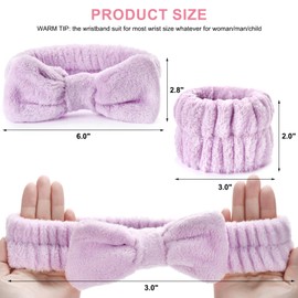 Dorbetar 6Pack Headband and Wristband Set for Washing Face, Spa Skincare Makeup Headband, Soft Puffy Hair Band Bow Tie, for Women and Teen Girl Trendy Stuff Gifts