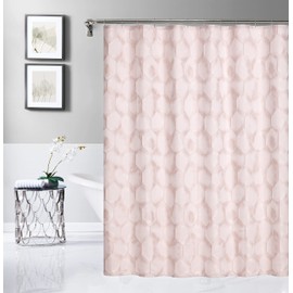 Tiles 3D Embossed Lustrous Shower Curtain - Geometric Pattern in Blush 70" x 72" - Water Resistant Polyester Blend, Washable Shower Curtain - Perfect Cloth Shower Curtain for Stylish Bathrooms