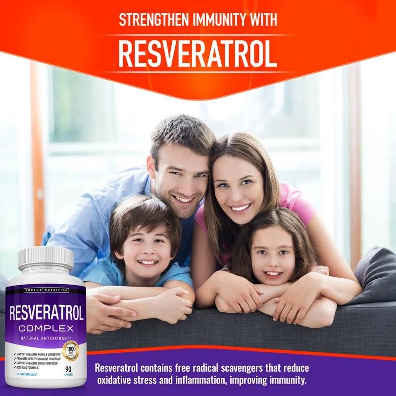 Toplux Resveratrol 1800mg Natural Antioxidant Sin Sabor