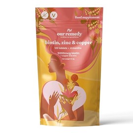 Our Remedy 5000mcg Biotin + Zinc + Copper Complex — Enhanced Formula for Hair Growth, Skin Radiance, and Nail Strength — Women's Owned Business, British-Made Supplements for Men and Women, 120 Tablets