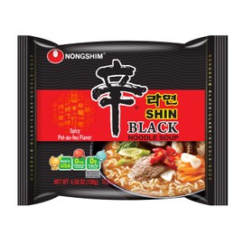 NongShim Shin Black Noodle Soup, Spicy, 5Pack (4.58 oz Each ) Fdlwd