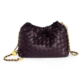 Small Crossbody Bag For Women Trendy.Dumpling Bag Clutch Purse For Women Evening Bag Cloud Purse Vegan Leather Hobo Bag, Woven Leather-dark Purpple