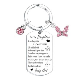 To My Daughter Keychain Gifts Sweet 16 Gifts for Daughter Gift for Daughter from Mum Dad Christmas Birthday Gifts for Daughter