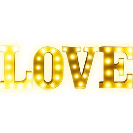 Carteles de 21 cm de alto con luces LED, funciona con pilas, luz blanca cálida, para el hogar, recámara, boda, mesa, decoración de pared, decoración de pared, amor