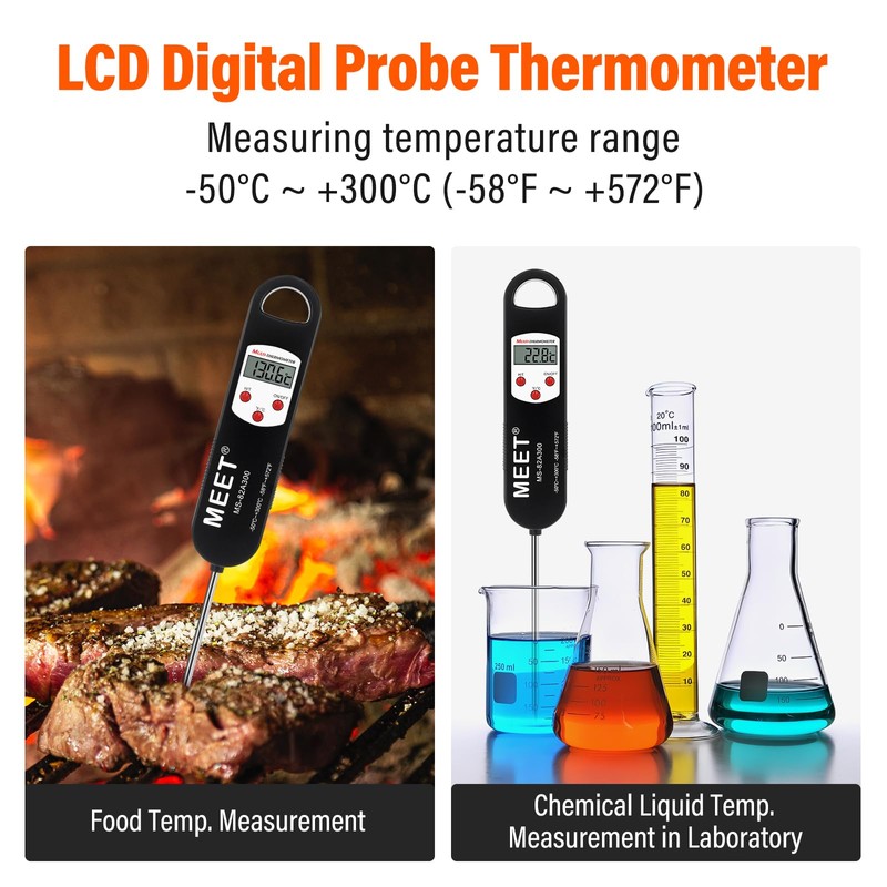 MEET MS-82A300-B150 2pcs Instant Read Digital Multifunction Thermometer for Cooking,