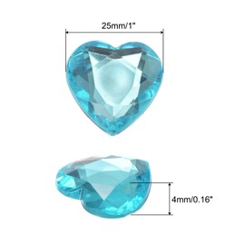MECCANIXITY 20 Pcs Acrylic Heart Rhinestone 25mm Flat Back Plastic Gems Jewelry Stickers for Craft Bead Face Painting Costume Jewelry Making, Lake Blue