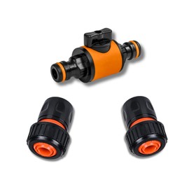 ABAZO Garden Hose Connection Nipple, Nipple with Shut-off Valve, Regulating Valve, Garden Sprinkler, Nipple, Garden Hose Quick Connector (3/4 Inch Hose Connector)