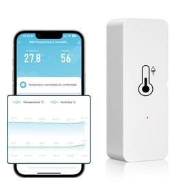 MIUCDA WLAN Hygrometer Thermometer Sensor Indoor Wireless Smart Temperature and Humidity Monitor with Remote App Notification Alarm Compatible with Alexa, Google Home