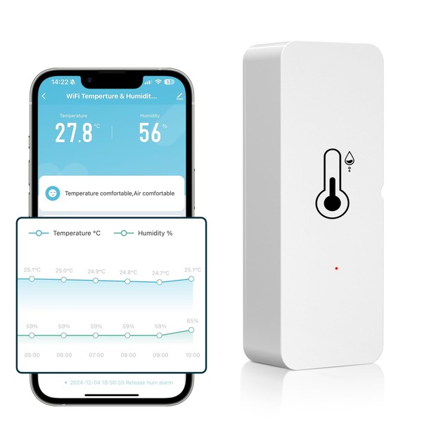 MIUCDA WLAN Hygrometer Thermometer Sensor Indoor Wireless Smart Temperature and