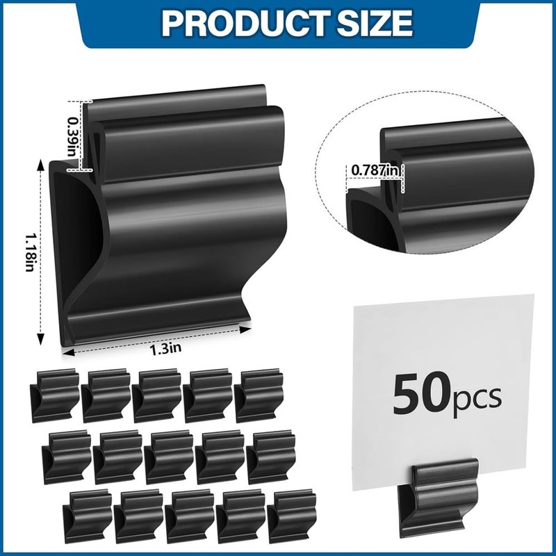 Comphic 50 Pcs Black Sign Clip Reusable Labels Clip on