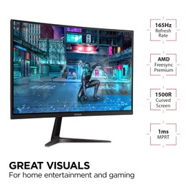 ViewSonic VX2718-PC-MHD 27 Inch Curved 1080p 1ms 180Hz Gaming Monitor with FreeSync Premium, Eye Care, HDMI and Display Port