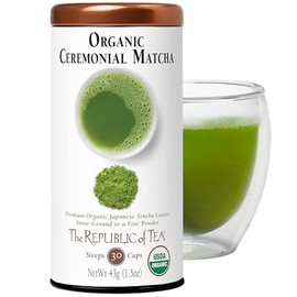 The Republic of Tea USDA té verde Matcha orgánico japonés en polvo de hoja completa de grado culinario, lata de 1.5 onzas                             