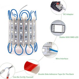 EAGWELL 20 Ft Storefront 40 Pieces RGB 5050 LED Light Module,2 Set 5050 SMD 120 LED Module Store Front Window Sign Strip Light (Blue)