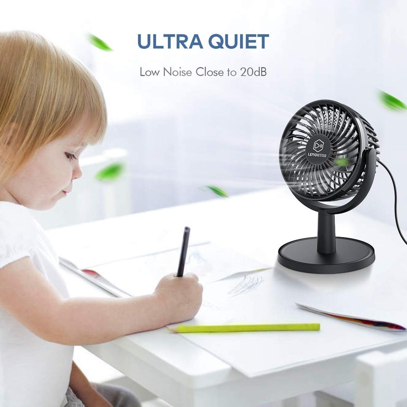 Mini Desk Fan, USB Powered Desktop Fan with 4 Speeds,