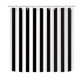 LB Black and White Stripe Shower Curtain,Black and White Shower Curtains for Bathroom,72x78 inch Waterproof Polyester Fabric,Concise Fashion Bathroom Decor,Hooks Included