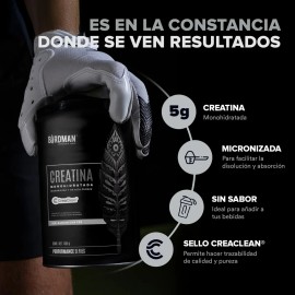 Birdman Creatina Monohidratada En Polvo de Alta Pureza  90 servicios  450g  Sabor Natural