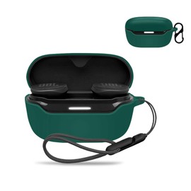 for JBL Endurance Race 2 Case Cover,Wireless Earphone Silicone Protective Cover(with Carabiner + Lanyard) Drop-Proof,Scratch-Proof, Reserved Charging Port,Case for Endurance Race 2(Green)