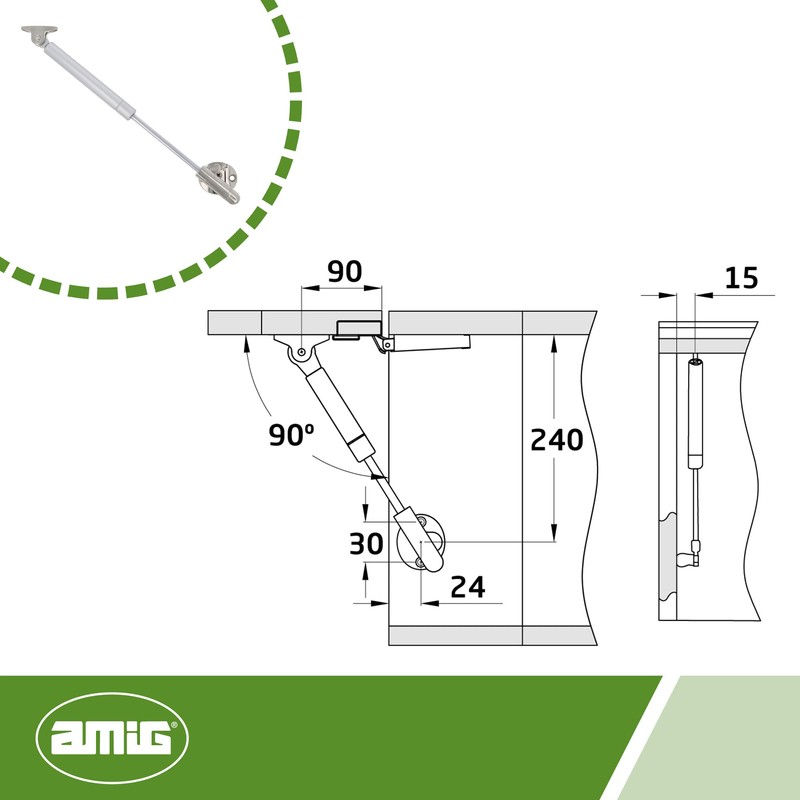 Amig - Gas Strut for Lift-Up Cabinet Doors | Model