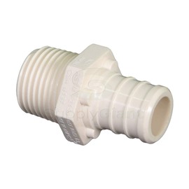 Supply Giant QQNB0012-5 Plastic Poly Alloy Adapter PEX x MPT Barb Pipe Fitting 1/2'' x 1/2'' White (5 Pack)
