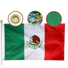 Mexico Flag 12x18 inch Small Mexico Boat Flags Bandera de Mexicana - Embroidered Mexican coat of arms Flags House Decoration MX Banner