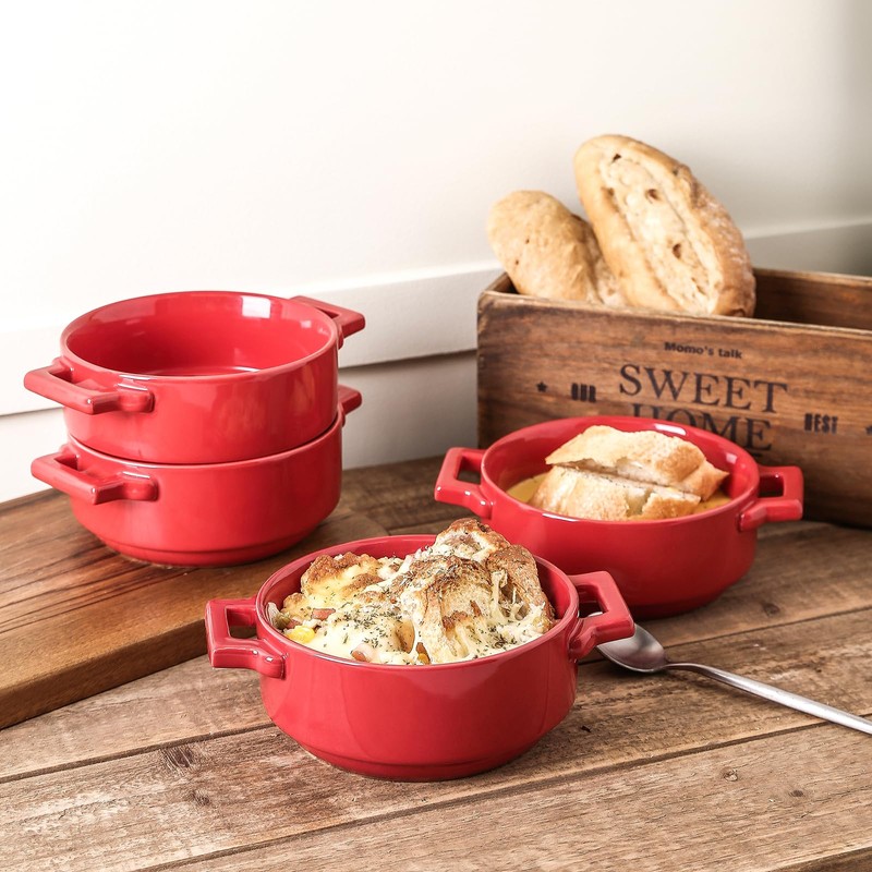 vicrays Ceramic Soup Bowls with Handles, 24 Oz Porcelain Soup
