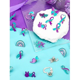 JUNEBRUSHS 28pcs Suicide Prevention Awareness Pins Purple Teal Ribbon Lapel Pins for Suicide Prevention Awareness Teens Adults Party Event Favors Decor Accessories