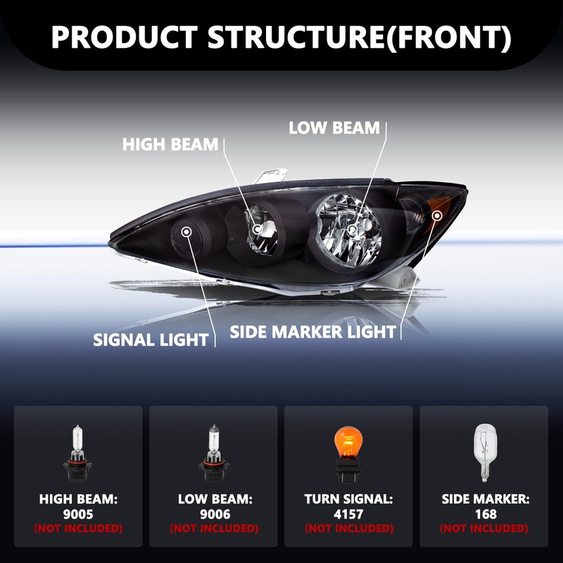 Aosky Headlight Assembly Fits for 2005 2006 Toyota Camry SE