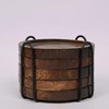 SAMHITA Mango Wood Coasters for Drinks with Iron Holder Stand