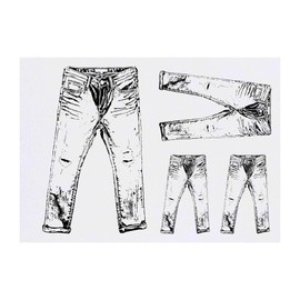 4 x 'Faded Jeans' Temporary Tattoos - Water Resistant, Skin-Safe, Non-Toxic Transfers, Mixed Sizes (TO00076894)