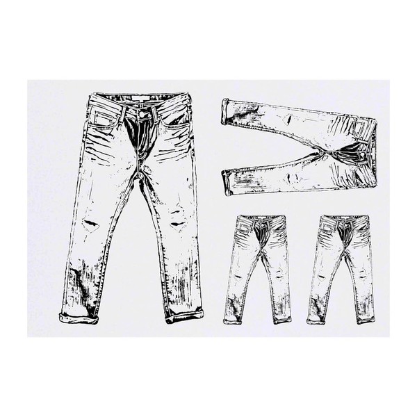 4 x 'Faded Jeans' Temporary Tattoos - Water Resistant, Skin-Safe,